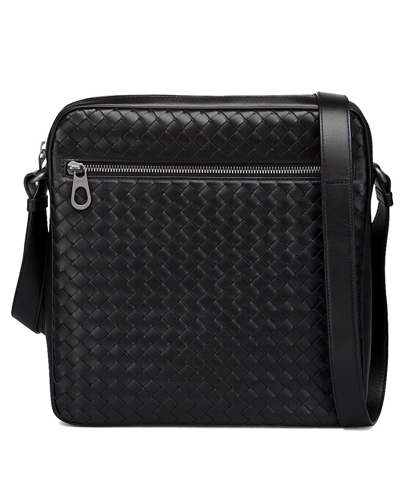 Bottega Veneta Intrecciato Messenger Bag Black